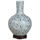Us Seller - Chinese Qing Dynasty Sky Blue Longevity Cranes Porcelain Temple Vase