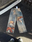 Acne Loose Fit Wide Leg Denim Jeans 1981 Teddy Bear Printed Limited Unisex Jeans