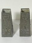 Antique Art Nouveau Metal Vase Set Of 2 Floral Pattern 20 s Rare
