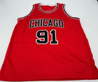 Dennis Rodman Chicago Bulls Signed Custom Red Stitched Jersey Jsa Witness Coa