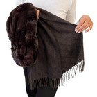 Gucci Vintage Gg Monogram Lapin Fur Scarf Wrap Shawl Cashmere Brown Fringe