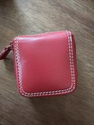 Red Leather Fossil Contact Lens Case With Mirror New In Box Never Used