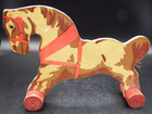 Vtg Wooden 8  Horse Pull Toy W wooden Wheels