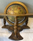 Vintage Old World Zodiac Astrology Wooden Desktop Globe W  Stand  