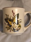 Vintage Set Of 6 Stoneware Speckled Butterfly Coffee Mugs Mcm