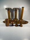 Set Of  Eight Vintage Primitive Industrial Wooden Textile Bobbin Spools   Shuttl