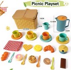 Hersity Picnic Basket Tea Set For Toddlers  Play Food  Teapot  Cups   Mat
