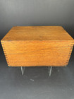 Recipe Index Wooden Storage File Box Dovetail Corners Brass Hinges Handmade Vtg