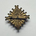 Vintage Brass Brooch With Emerald Green Glass Stones - Czech Style Art Deco Pin