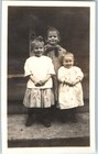C1910s Cute Girls Sisters Gingham Dress Hair Bow Nostalgic 4  Snapshot Photo