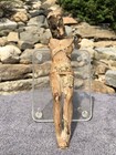 Antique 18th C  Religious Jesus Crucifix Relic Wood Carved Polychrome Figure