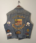 Vintage Lee Harley Davidson Motorcycle Denim Vest Size Large Pins And Patches