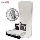 Bcw Quarter Tubes - New - Lot Of 5 - Screw-down Cap Clear - Ready To Ship