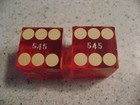 Caesars Palace Casino Las Vegas Pair Of Red Dice W gold Lettering Matching  545