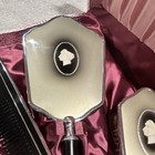 Vintage Vanity Grooming Set Case W  Mirror Brush Comb  Cameo Inlay  Pink Lined