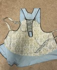 Vintage Light Blue Green Beige Floral Pattern Bib Apron 
