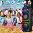 Dual 15    Woofers Powerful Bass Sound Bluetooth Speaker W  Mic Led Party Speaker