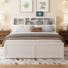 King Size Platform Bed With Storage Drawers Bookcase Headboard Wooden Bed Frames