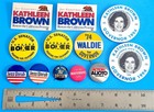 Vintage California Political Campaign Buttons Lot Kathleen Brown Boxer Unruh 12x