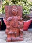 Antique Wooden Hand Carved Painted South Indian Rare God With Kid Figure Panel