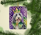Bearded Collie King Queen Of Mardi Gras Porcelain Ornament Dac4733co2