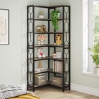 Corner Bookshelf  7 Tier Industrial Corner Bookcase freestanding Display Shelf