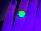 Uranium Glass Skull Ring Costume Metal Green Size 8