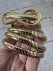 Vintage 80s Gold Tone Bow Stretch Belt Metal Snake Chain 25-30 Waist 