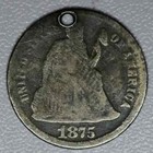 Love Token Engraved Whj On 1875 Liberty Seated Dime Silver