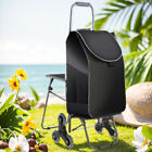 Stair Climbing Cart Foldable Shopping Cart W  Waterproof Bag   Seat Easy To Use
