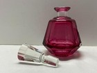 Gorgeous Heavy Cranberry   Clear Glass Decanter With Stopper