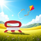 2pcs Red D Shape Winder With 100m Line String For Outdoor Sports Flying Kite    