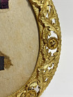 Vintage 24kt Gold Plated Floral Oval  Picture Frame 5 5  T X 4 5  L