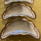 Antique Bone Dishes Set Of 4 Matching Green Leaf With Gold Marked As2626