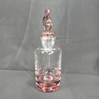 Art Deco Glass Perfume Bottle With Spiral Stopper Pink 1920s
