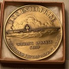U s s  Enterprise Bronze Medal Commemorating Launching In 1960 - Box   Info  105