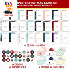 24 Pack Foiled   Glittery 6x4in Assorted Box Christmas Cards With Envelopes And