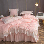 Bedding Set 4 Pcs Mousse Crystal Velvet Lace Duvet Cover Fitted Sheet Pillowcase