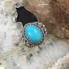 Carolyn Pollack Vintage Sterling Silver Oval Turquoise Decorated Ring For Women