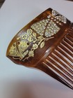 Vintage Hair Comb Faux Tortoise Shell  Crystals And 18k Gold Inlayed 