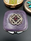 Vintage Lot Of 3 Powder Compacts W mirrors Jeweled Rhinestone Mcm