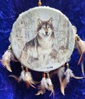 Indian Wolf Drum tambourine From Alaska   8 5 By 1 5 Inches 