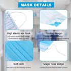 Blue 500 Pcs Disposable Face Masks 3-ply Non Medical Surgical Earloop Adult Fast
