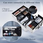 Professional Makeup Train Case 4 Tray Aluminum Cosmetic Box Silver