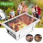 Bbq Grill Charcoal Barbecue Grill Stainless Steel Folding Camping Yard Portable