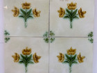 Tiles England 4 Pcs Rare Antique Vintage 6x6 Inch Each Majolica Art Furniture