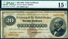 Hgr 1882  20 Gold Certificate Fr 1174   extreme Rarity - Wow   Pmg Fine-15