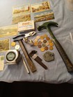 Junk Drawer Tools Hammer meas Tape Flags Postcards Etc L   k