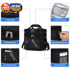 Lunch Bag  Insulated Box For Men Women  Double Large  Black