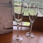 Nib Spiral Stem Toasting Glasses - Champagne Flutes Wedding Bridal  set Of 2 
